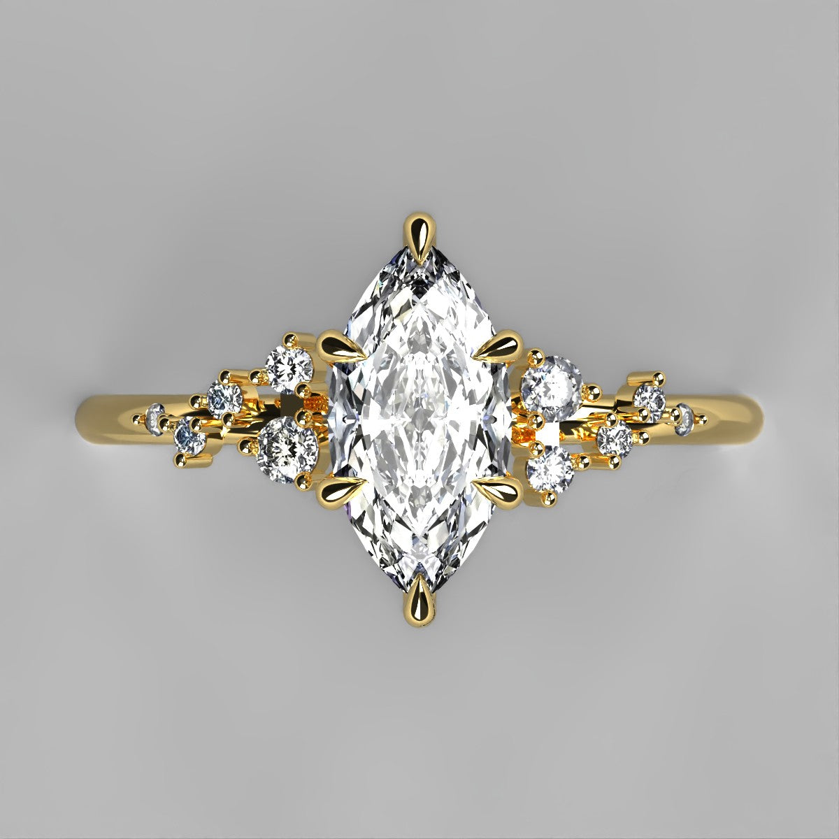 Anillo Ariel en oro con moissanita corte marquise 1.00 ct