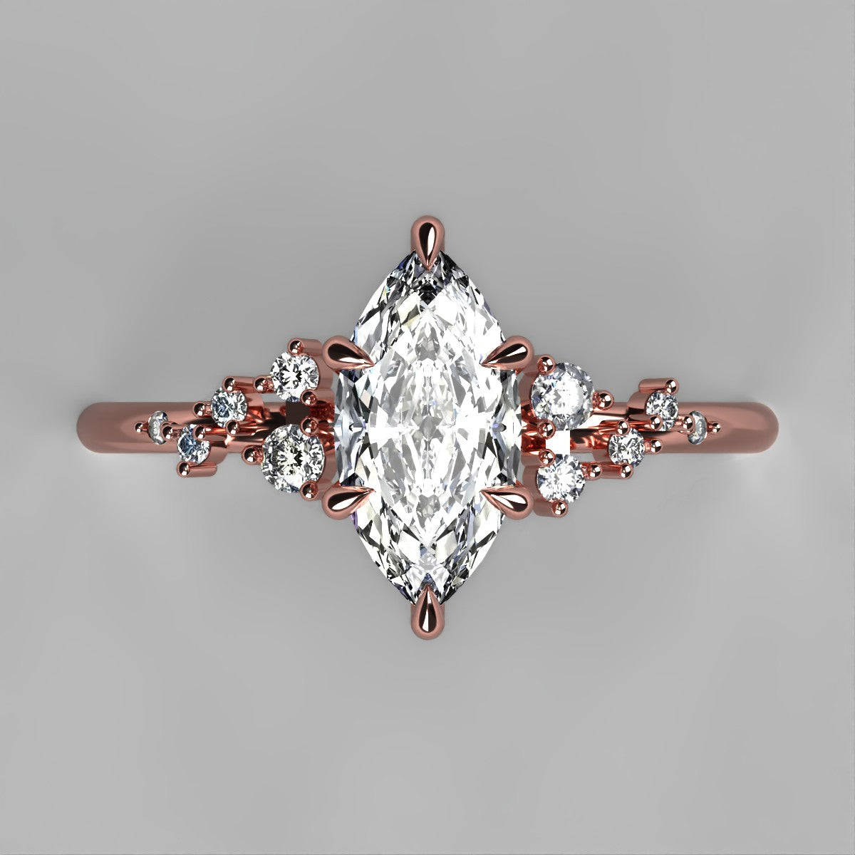 Anillo Ariel en oro con moissanita corte marquise 1.00 ct