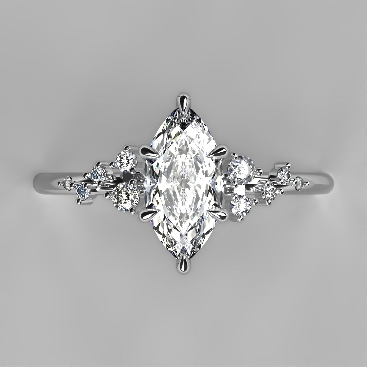 Anillo Ariel en oro con moissanita corte marquise 1.00 ct