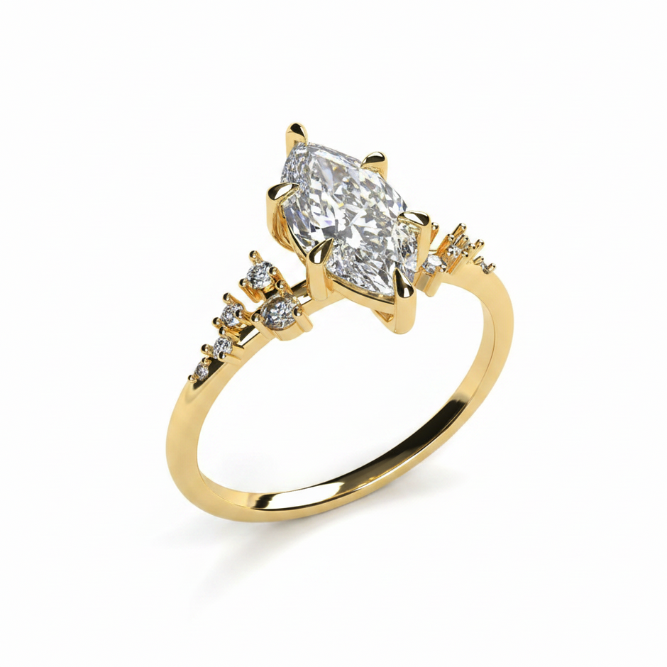 Anillo Ariel en oro corte marquise