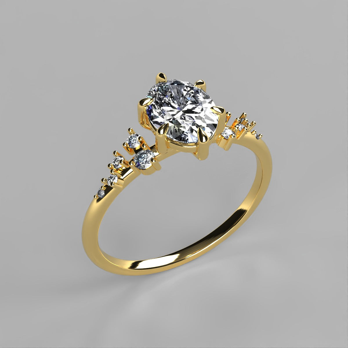 Anillo Ariel en oro corte oval
