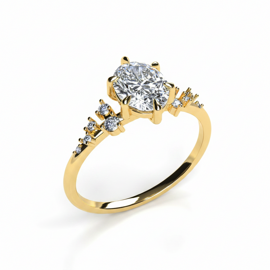 Anillo Ariel en oro corte oval
