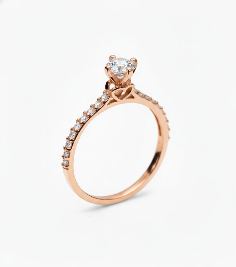 Anillo Arnel en oro rosa 10k con circonias