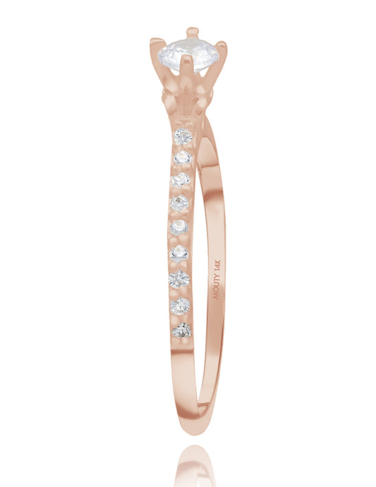 Anillo Arnel en oro rosa 14k con circonias