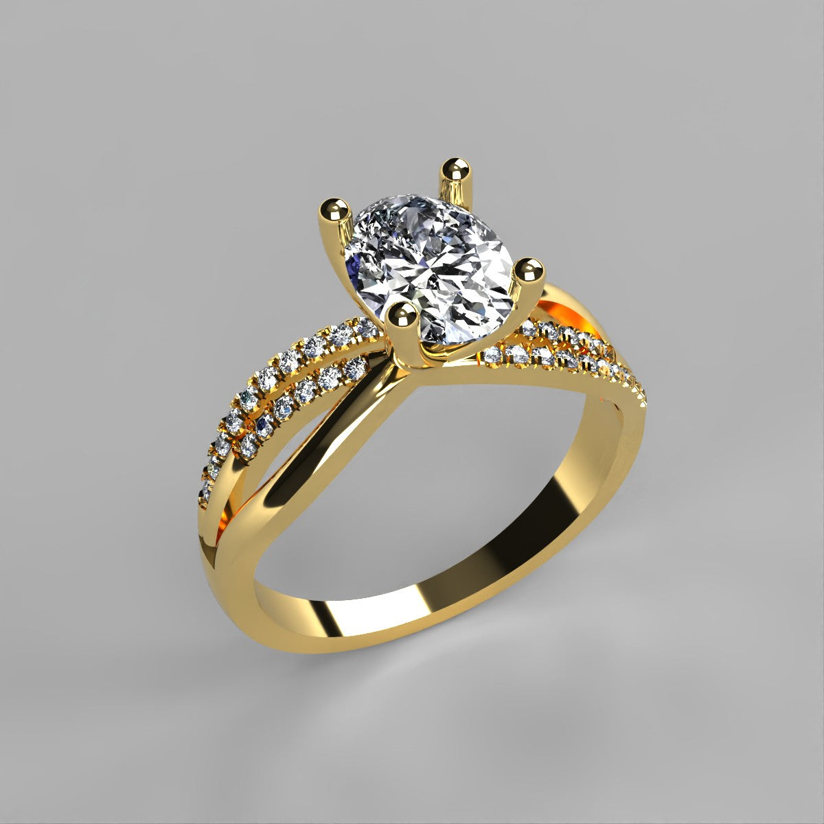 Anillo Athenas en oro corte oval