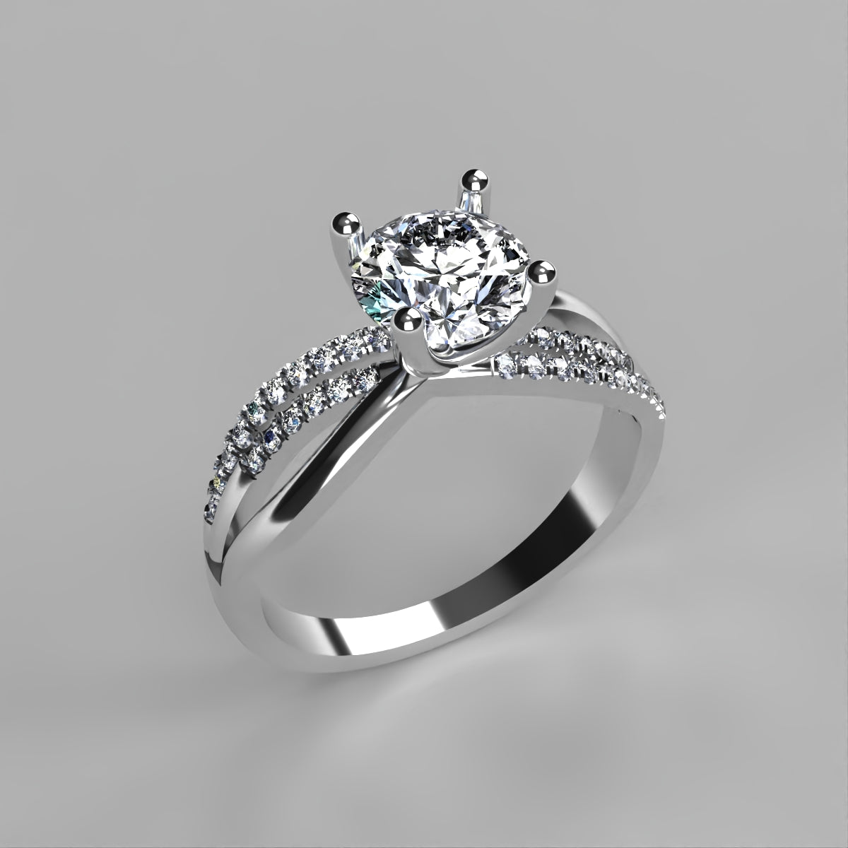 Anillo Athenas en oro corte redondo