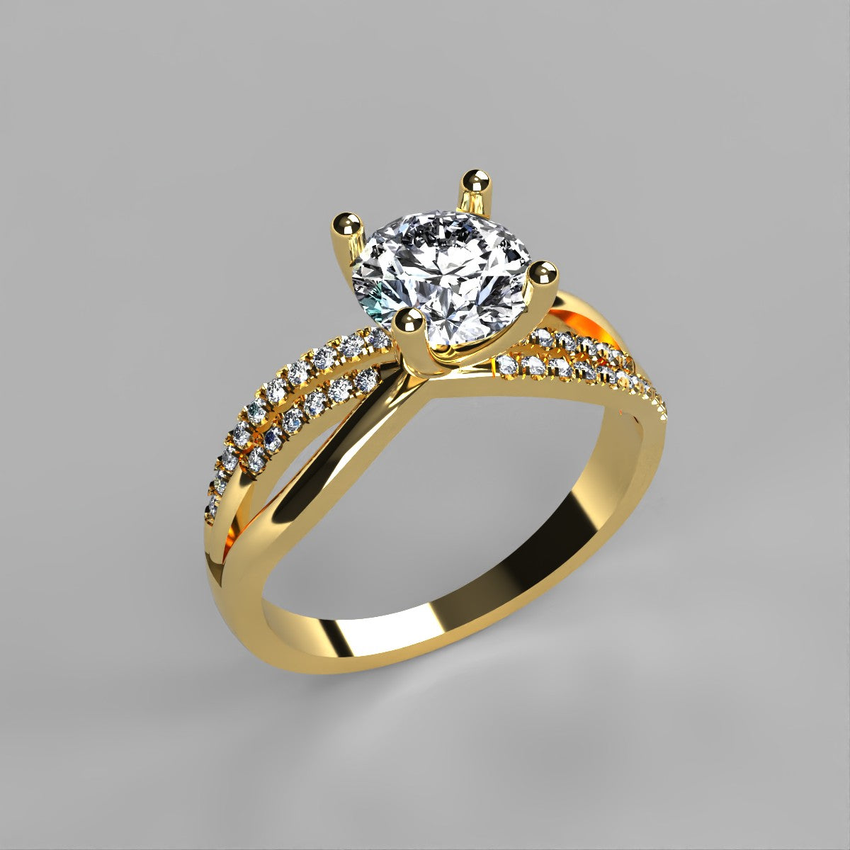 Anillo Athenas en oro corte redondo