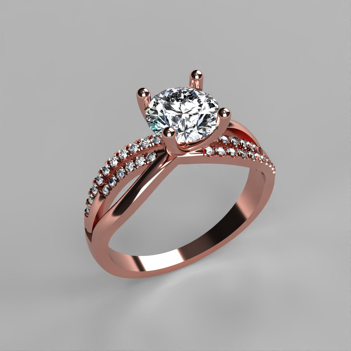 Anillo Athenas en oro corte redondo