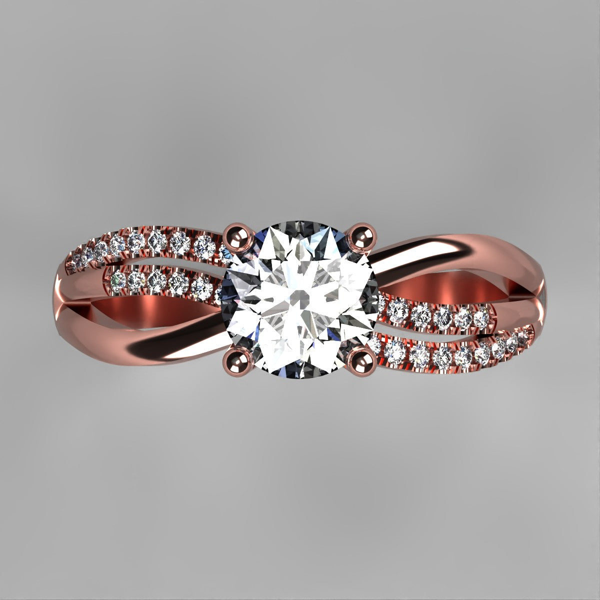 Anillo Athenas en oro corte redondo