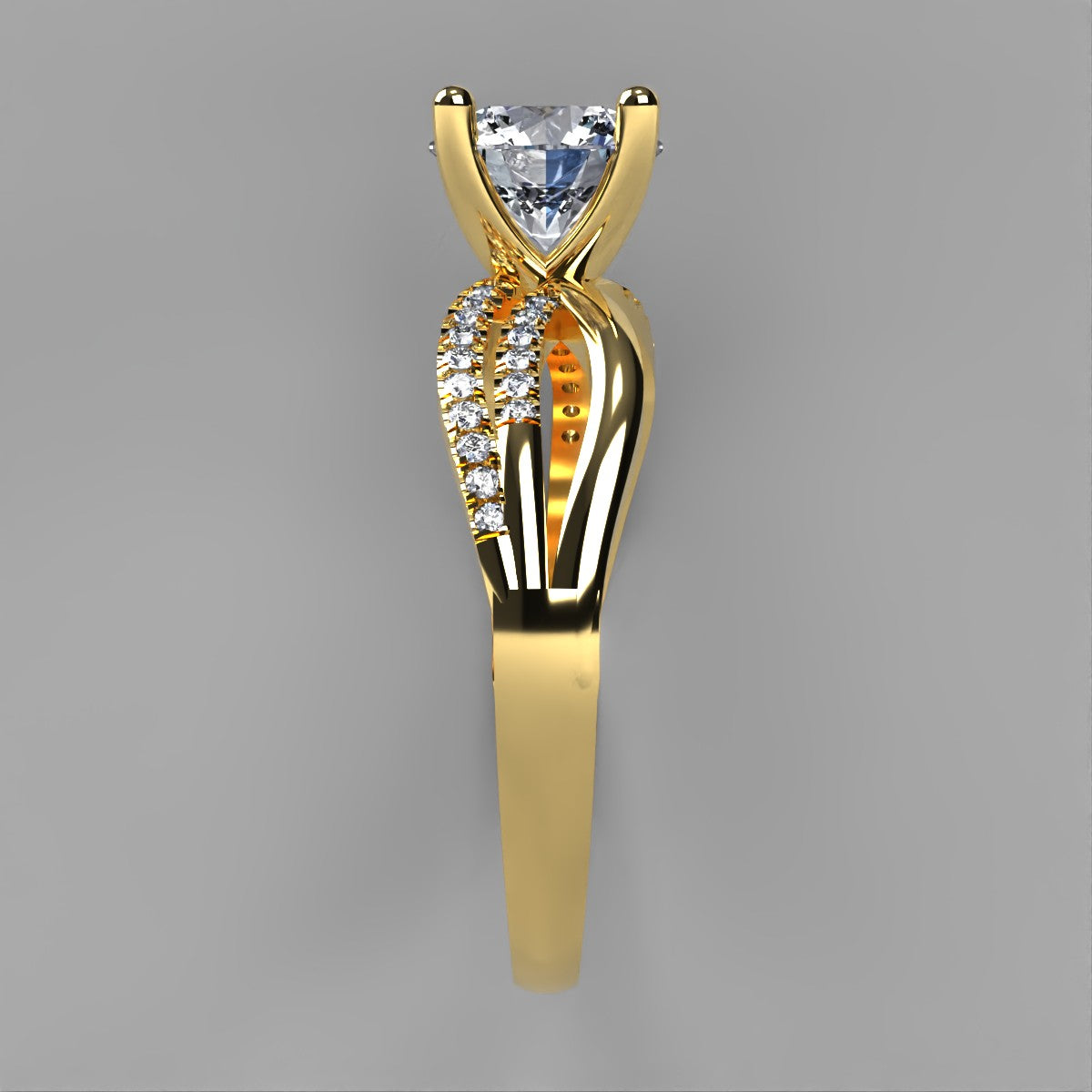 Anillo Athenas en oro corte redondo