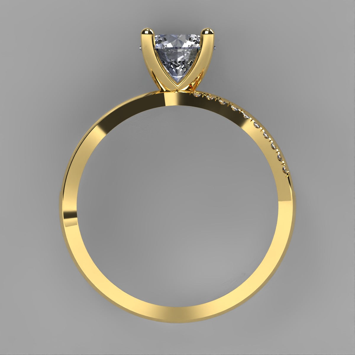 Anillo Athenas en oro corte redondo