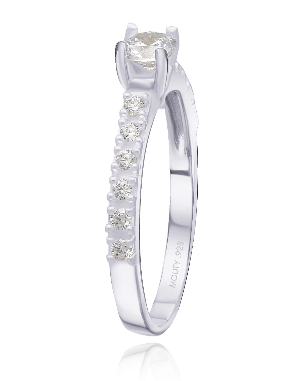 Anillo Amour en plata con circonias