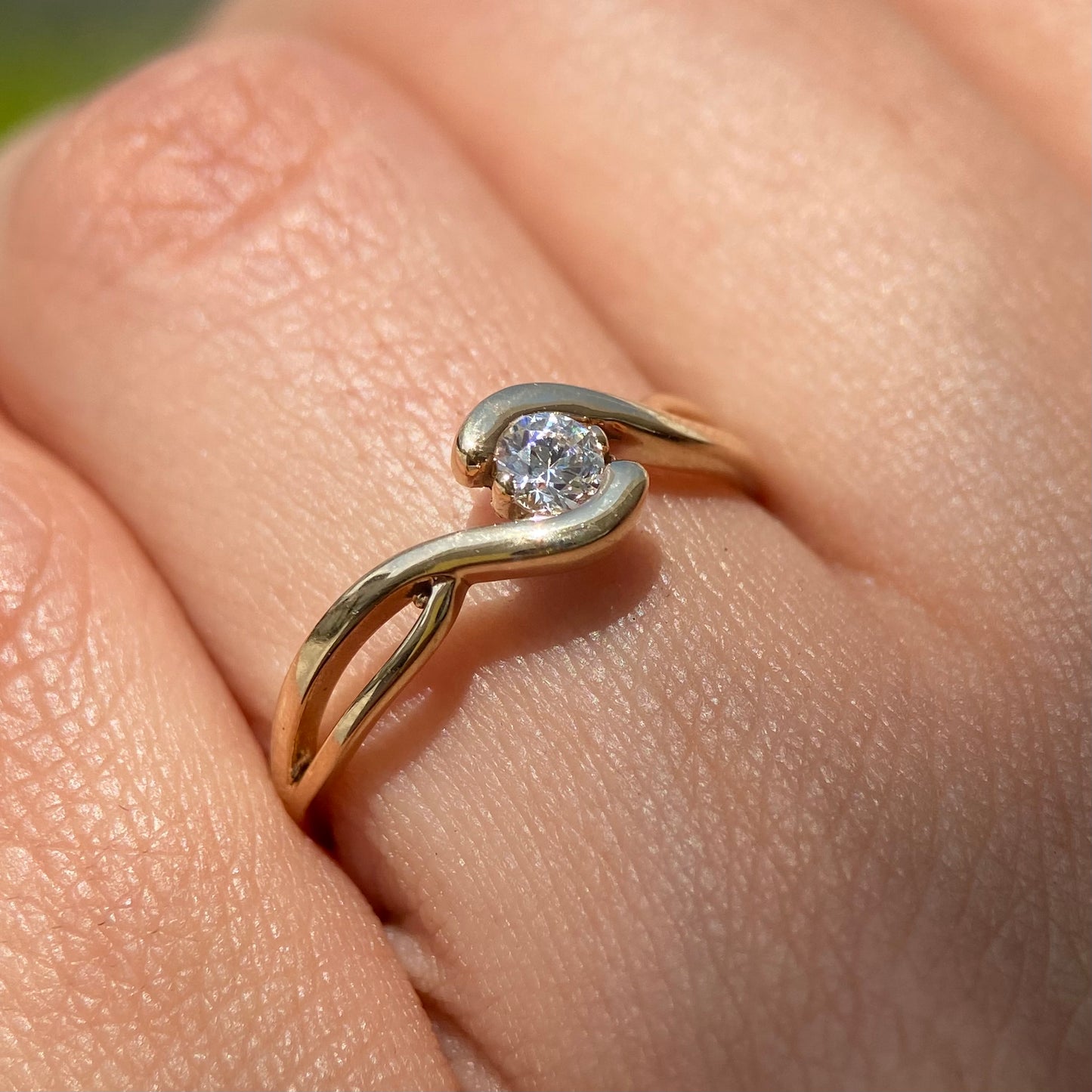 14k yellow gold ring with white zirconia Cod. MAN245