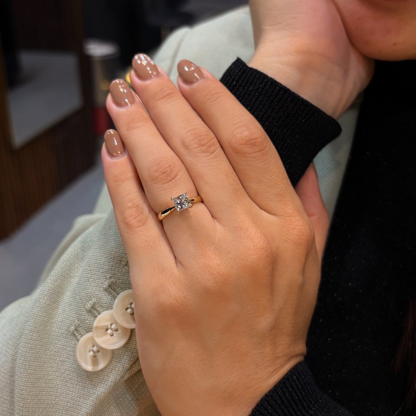Anillo Emily en oro con diamante de laboratorio corte princess 1.00 ct