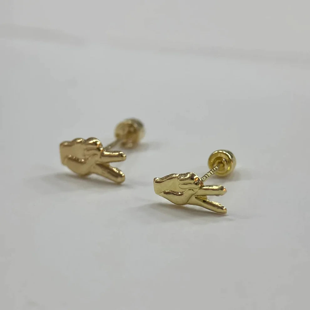 Broqueles Mano Paz y Amor en Oro Amarillo 10k Cod. BRO199 8mm