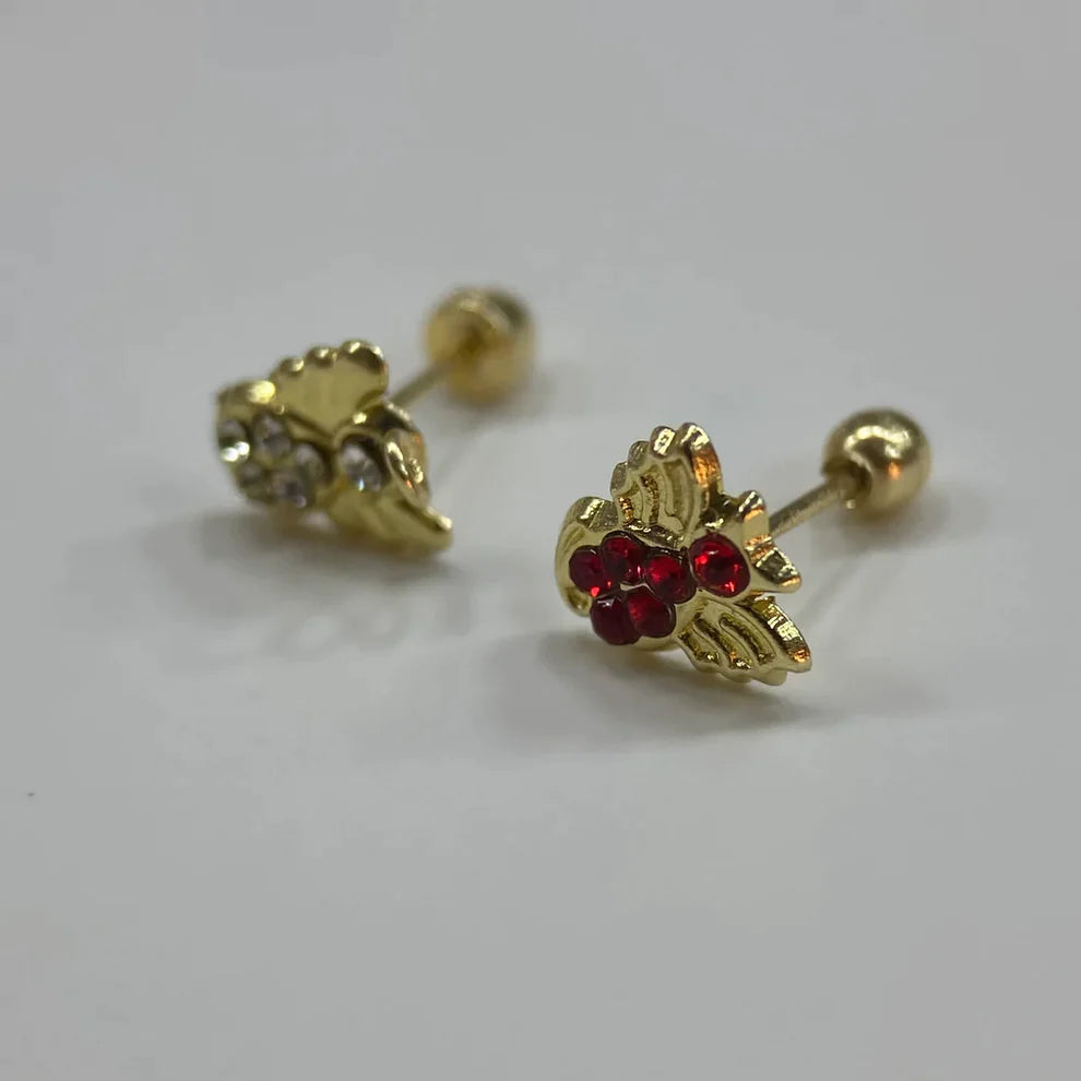 Broqueles Conciencia en Oro Amarillo 10k con Circonias Cod.BRO211 6.5mm