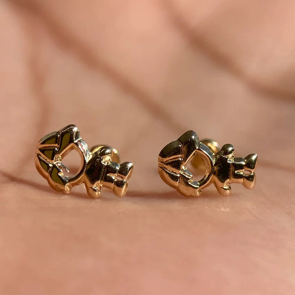 Broqueles Niño con Cahucha en Oro Amarillo 10k Cod. BRO293 8mm