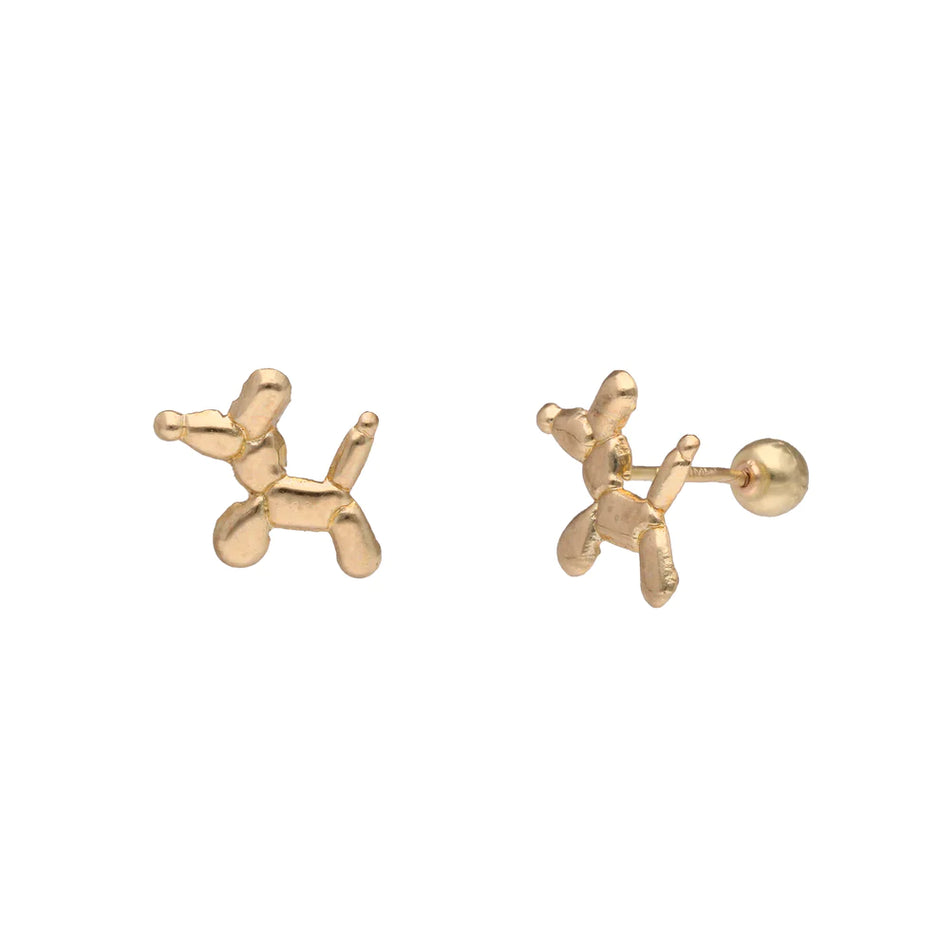 Broqueles Perro Globo en Oro Amarillo 10k Cod.BRO010 7mm