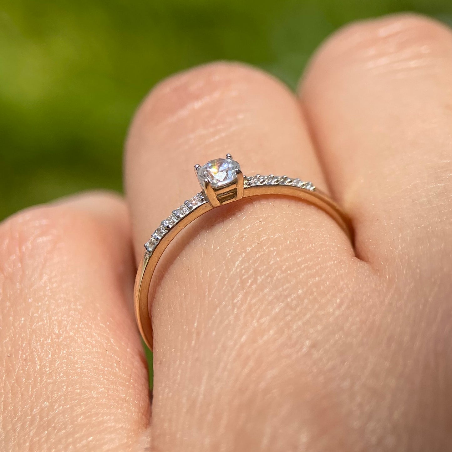 14k yellow gold ring with white zircons MAN244
