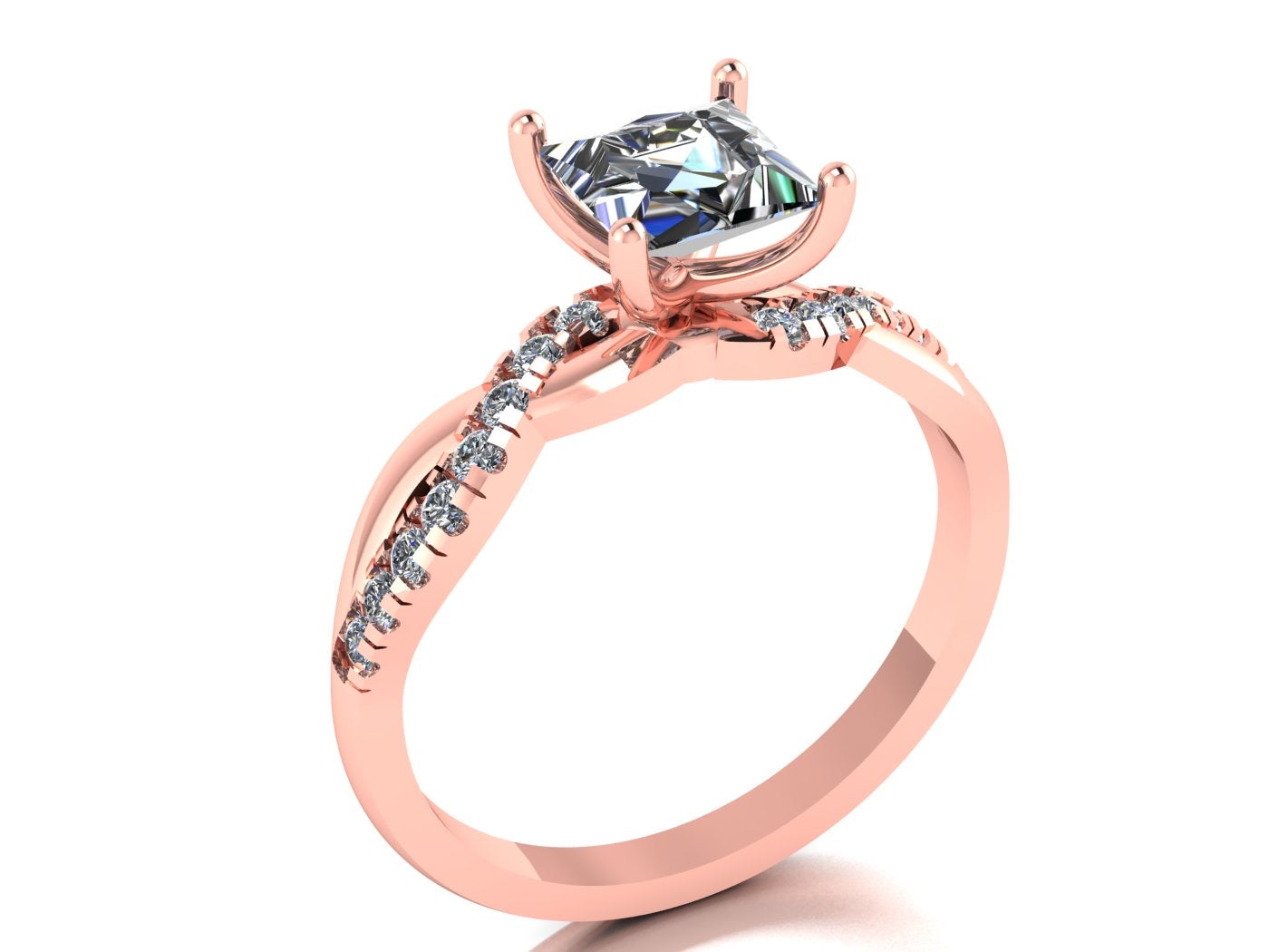 Anillo Zacil en Oro corte princess