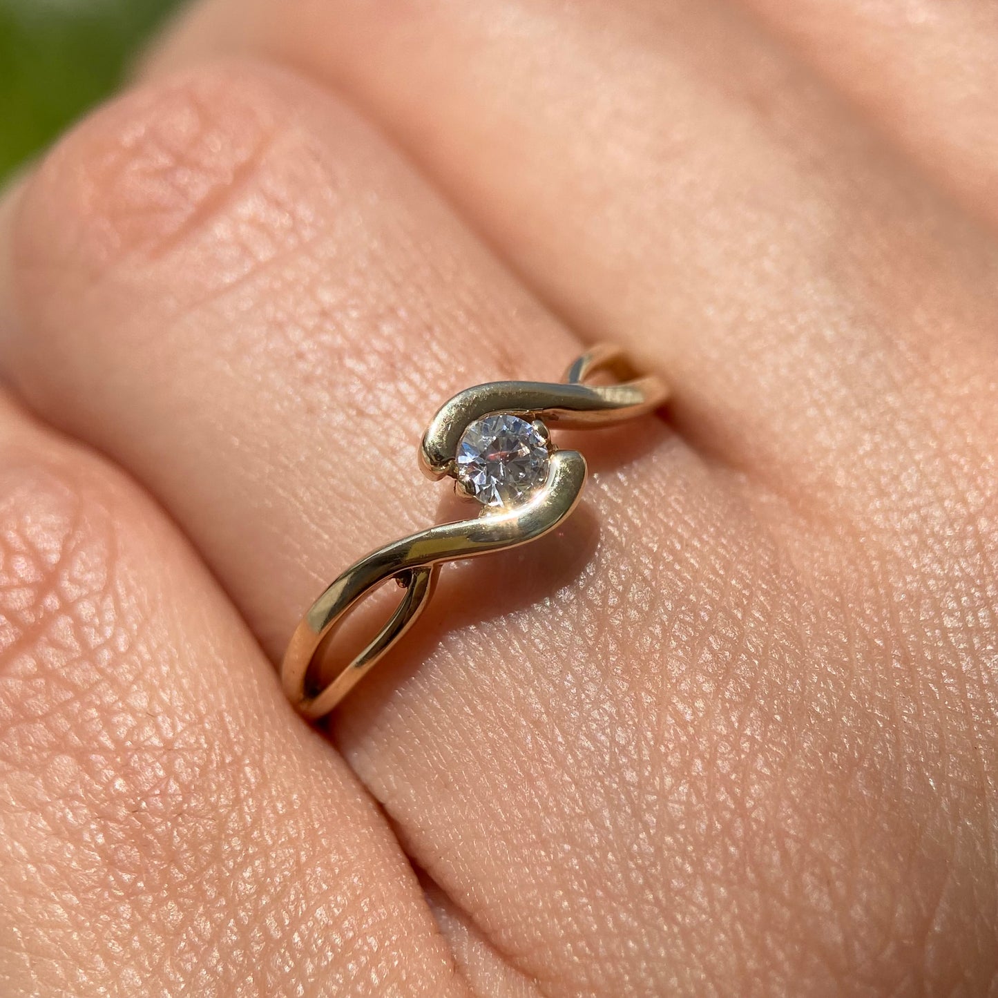 14k yellow gold ring with white zirconia Cod. MAN245