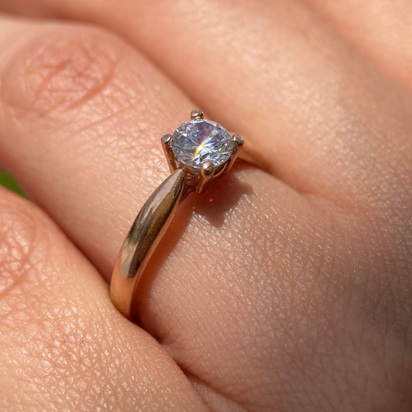10k rose gold ring with white zirconia Cod.MAN-NA
