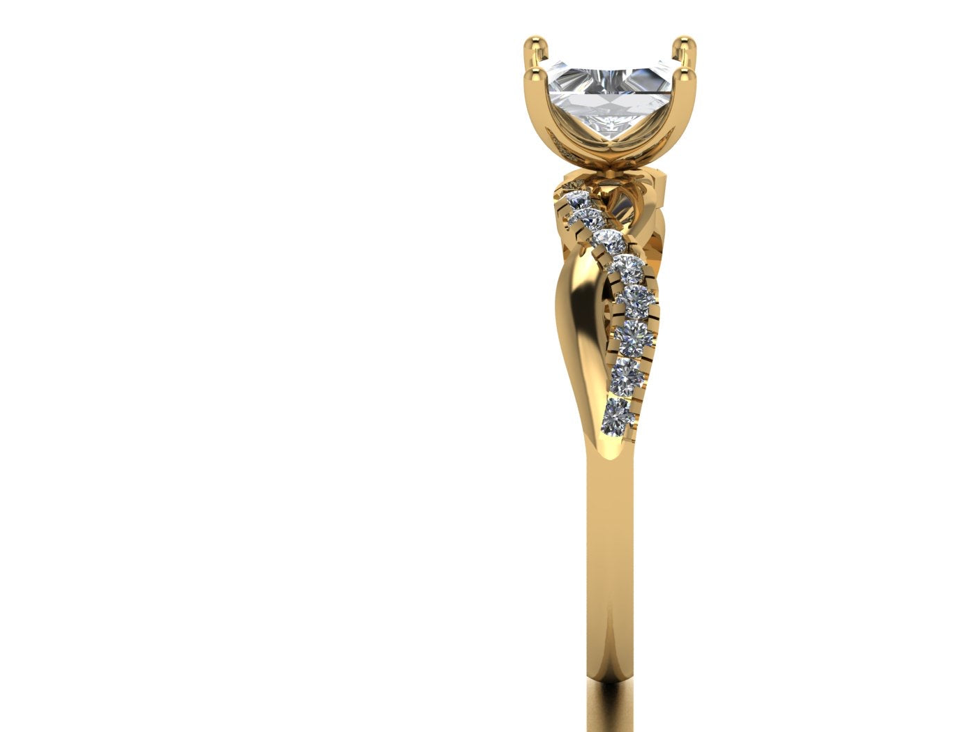 Anillo Zacil en Oro corte princess