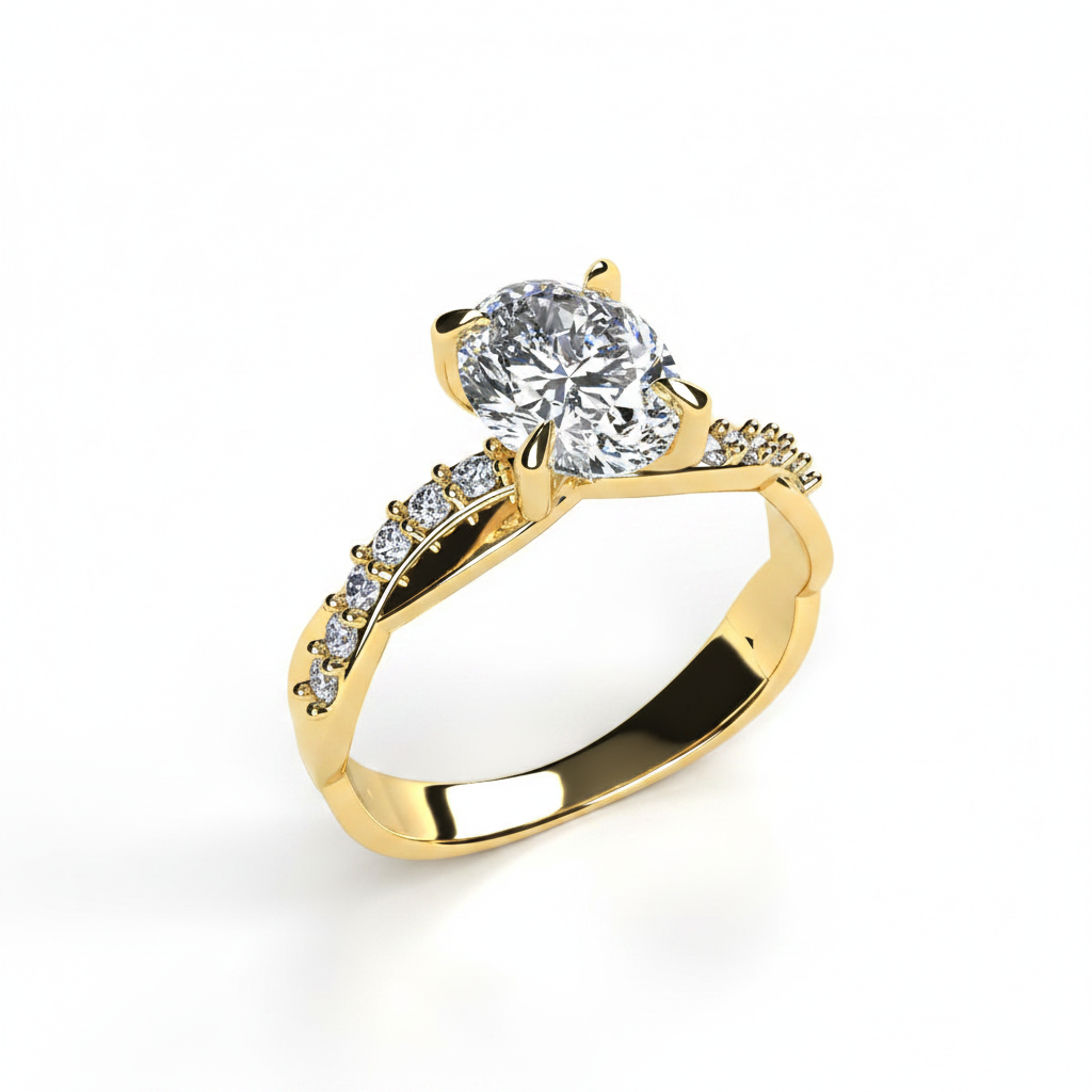 Anillo Charlize en oro con moissanita corte oval 1.00 ct
