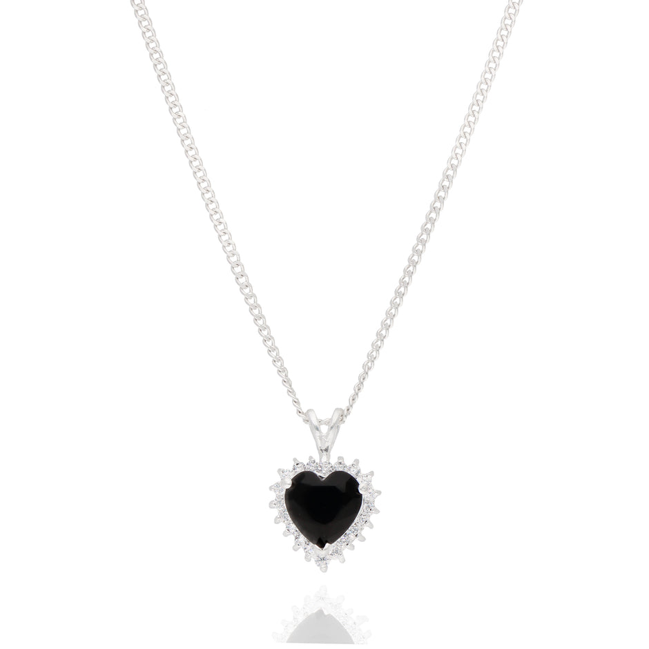 Collar Love en plata con circonia Negra