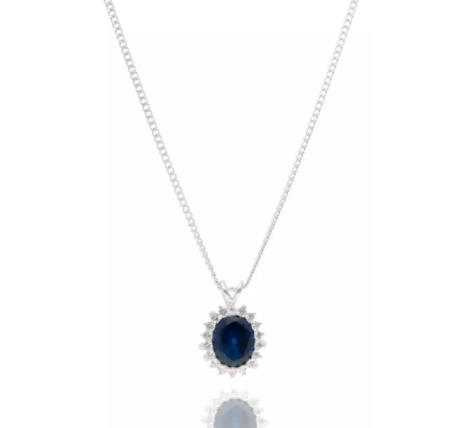 Collar Renata En Plata Con Circonia Azul (lady Di)