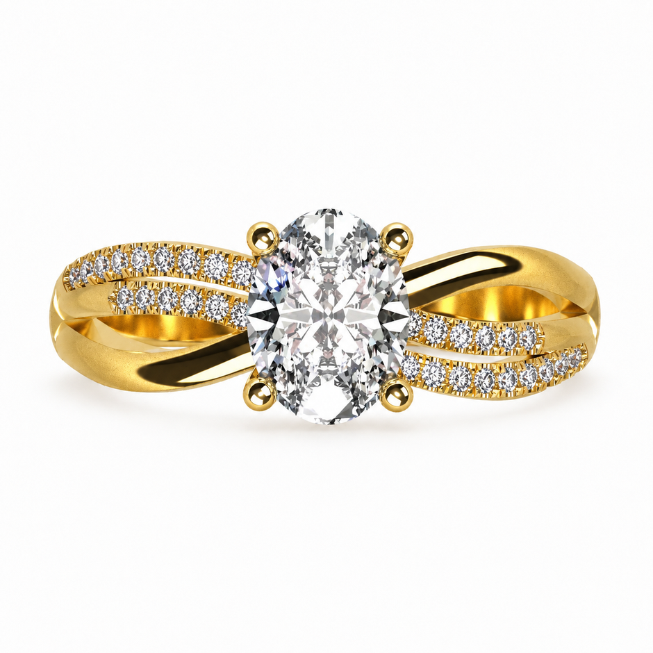 Anillo Athenas en oro corte oval