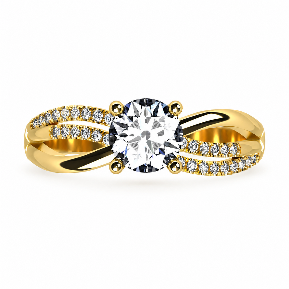 Anillo Athenas en oro corte redondo