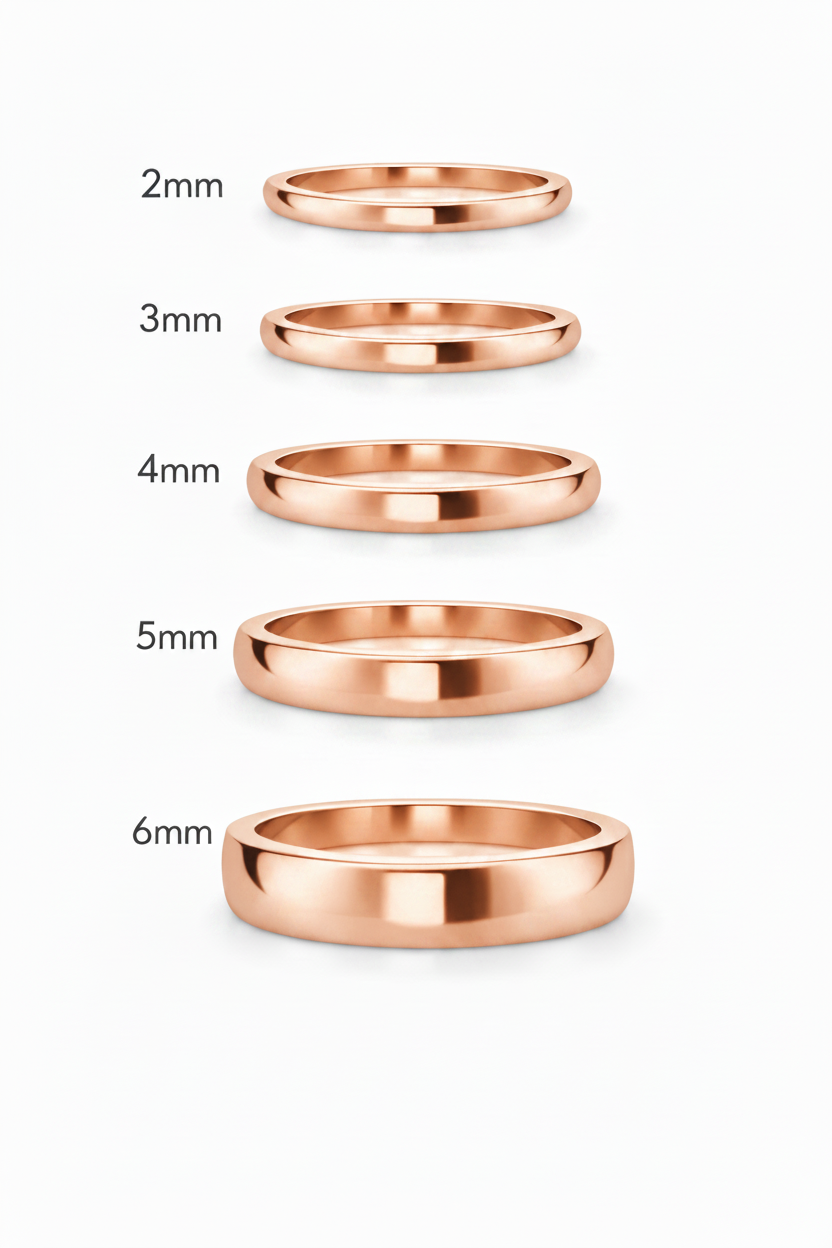 Argolla lisa curva en oro rosa 5mm