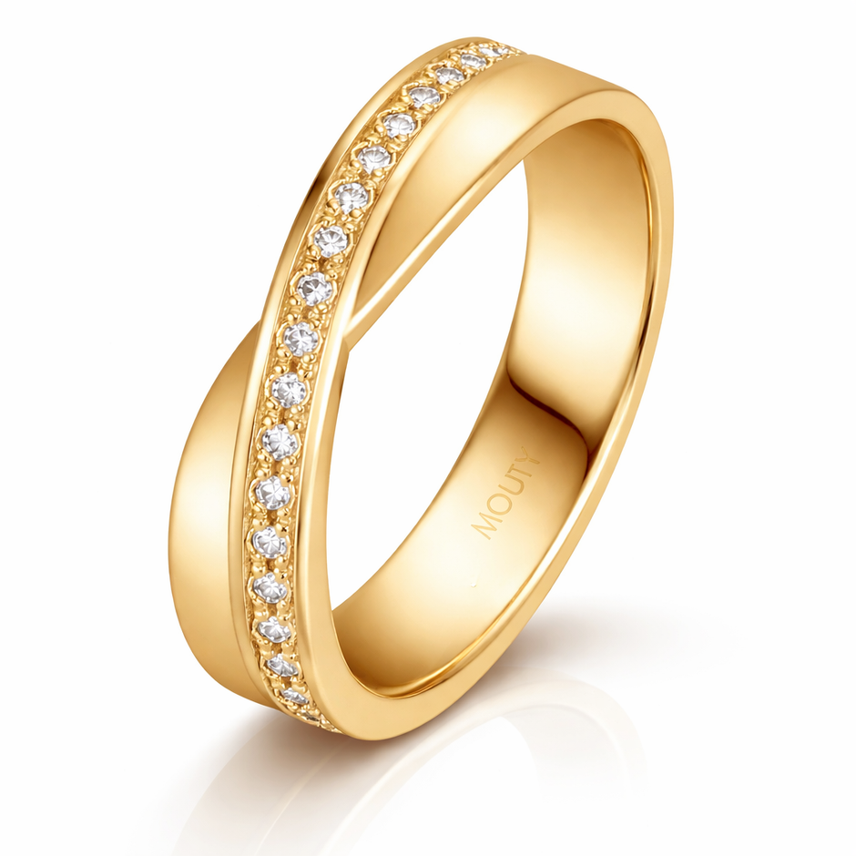 Argolla Infinite en Oro 5mm con circonias