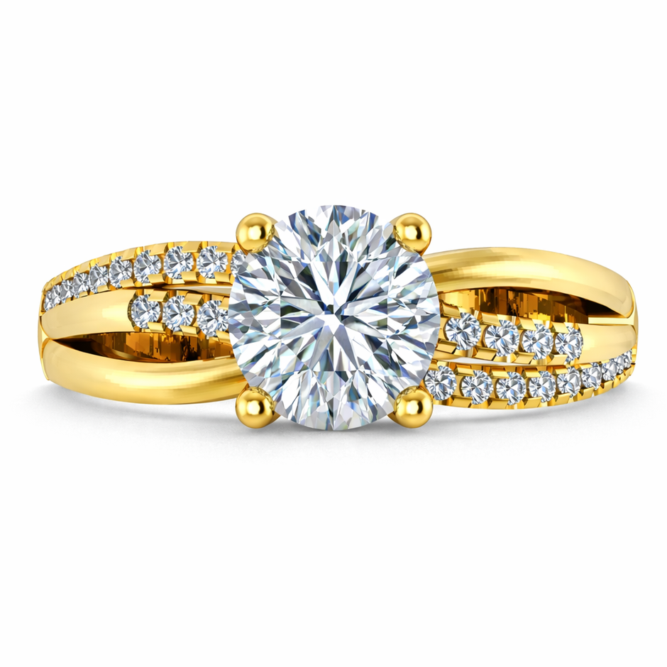 Anillo Athenas en oro corte redondo