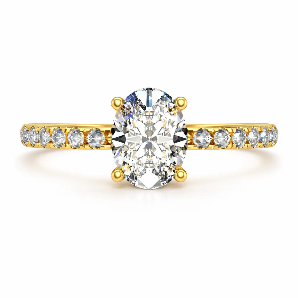 Anillo Meghan en oro amarillo corte oval con diamante de laboratorio IGI
