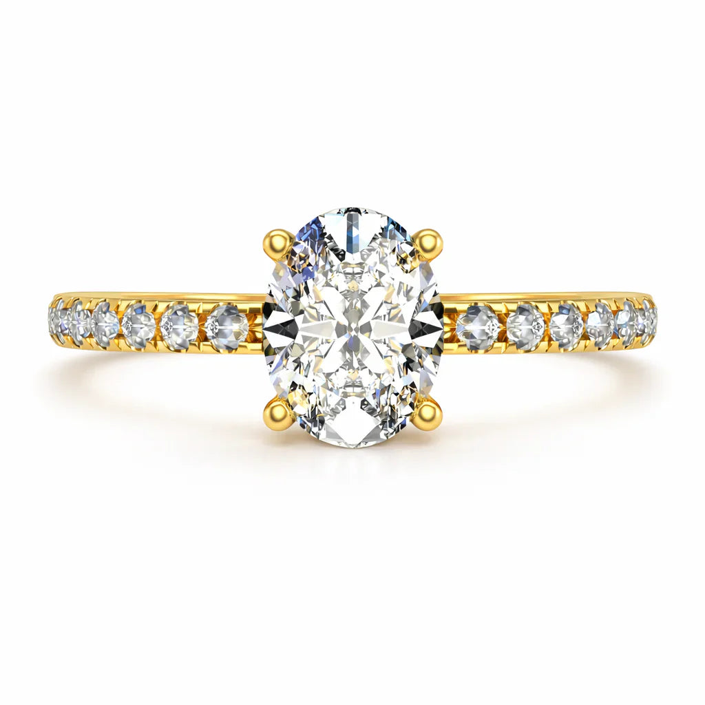 Anillo Meghan en oro amarillo corte oval con diamante natural GIA