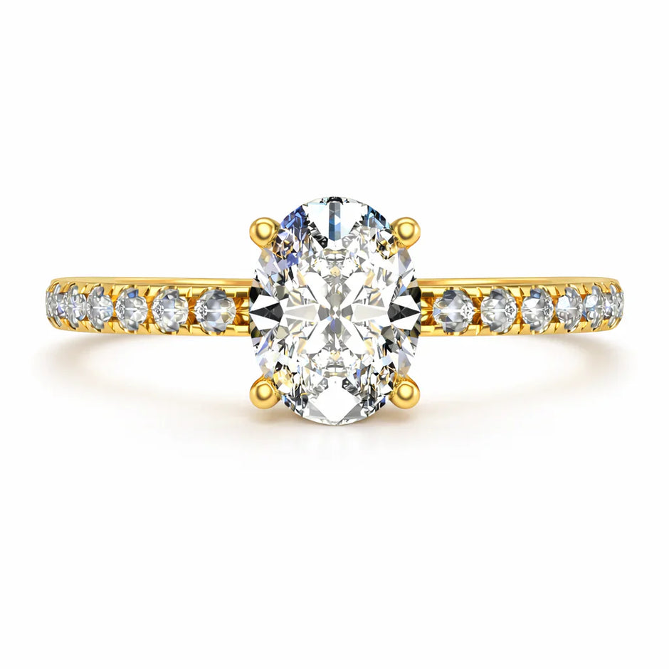 Anillo Meghan en oro amarillo corte oval con diamante natural GIA