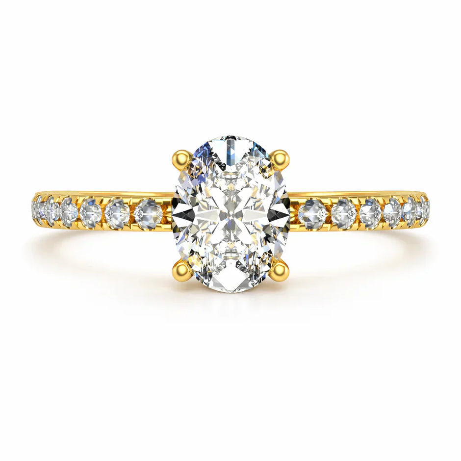 Anillo Meghan en oro amarillo corte oval con circonia