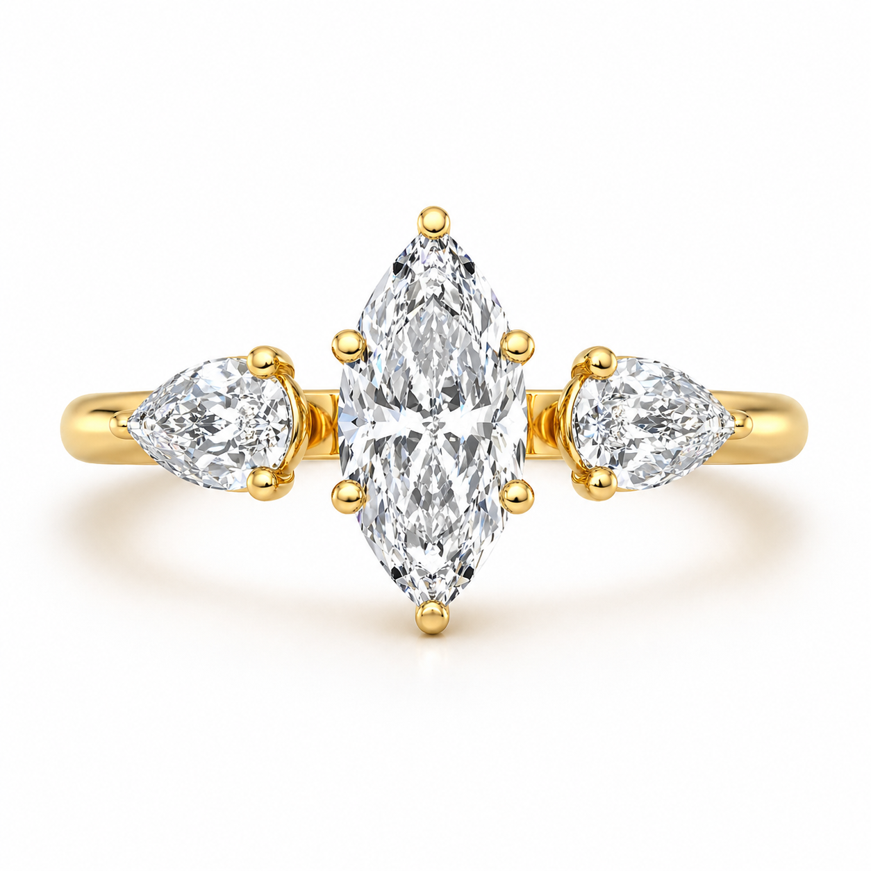 Anillo Osiris en oro amarillo corte marquise con diamante de laboratorio IGI