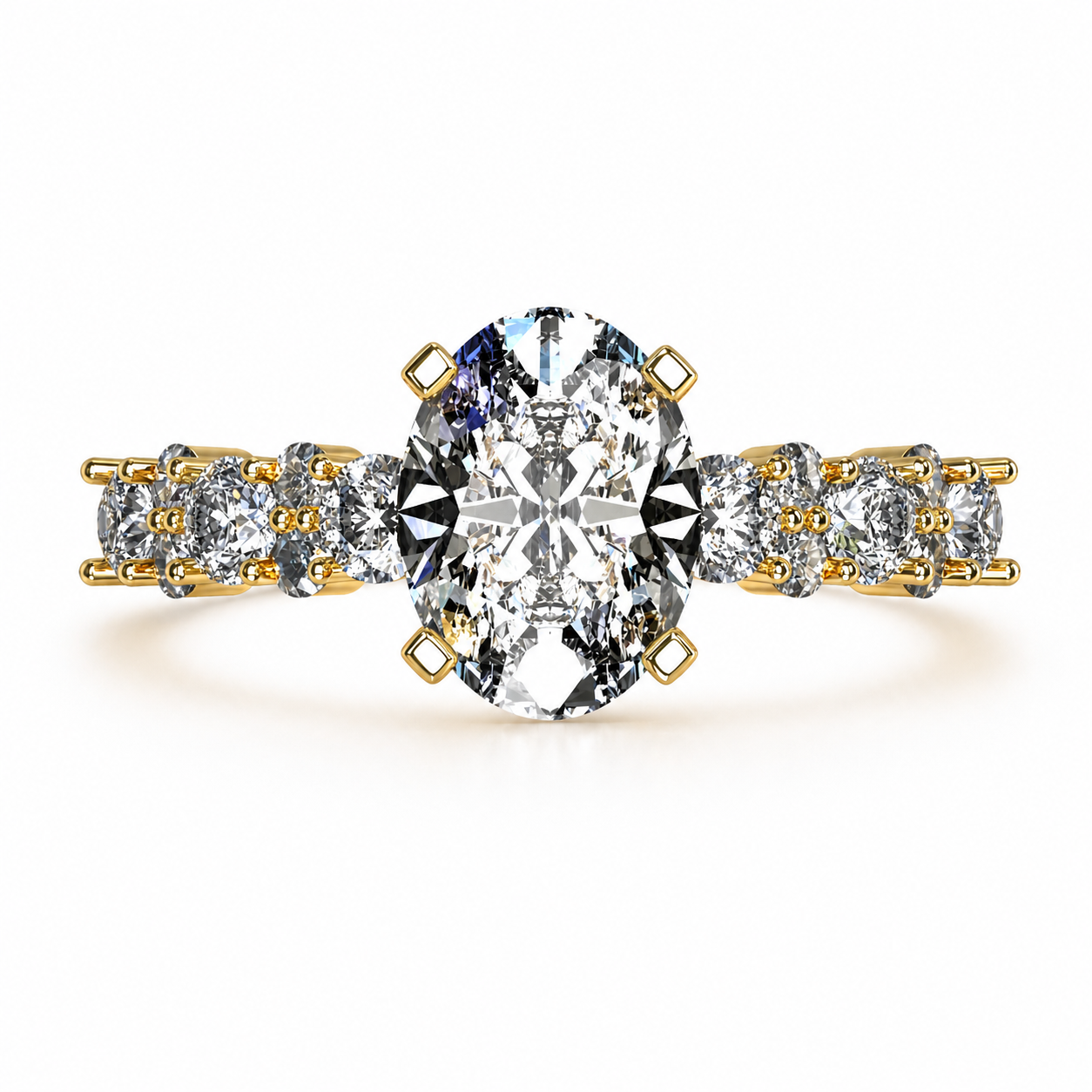 Anillo Danna en oro amarillo corte oval con circonia