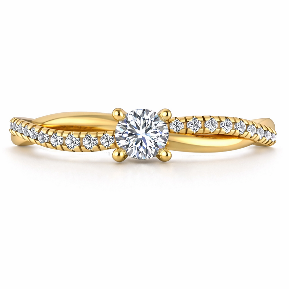 Anillo Slim en oro corte redondo