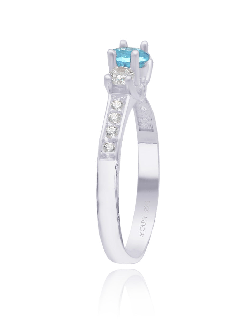 Anillo Cielo en plata con circonia azul