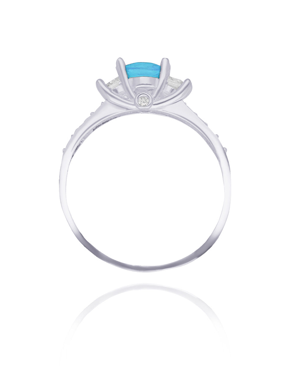 Anillo Cielo en plata con circonia azul