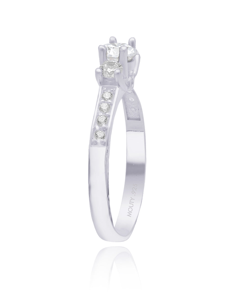 Anillo cielo en plata con circonia blanca