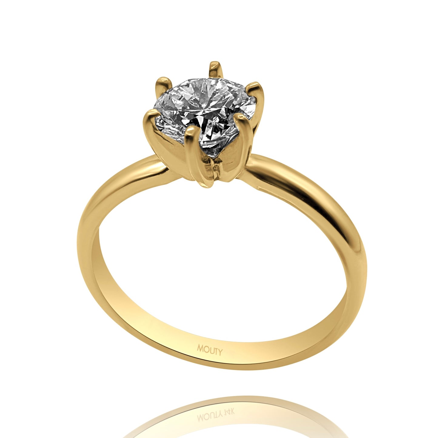 Anillo Spain en oro con diamante de laboratorio corte redondo 1.0ct