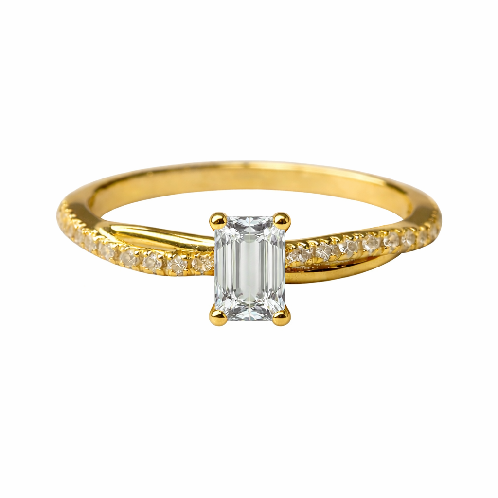 Anillo Slim en oro corte esmeralda
