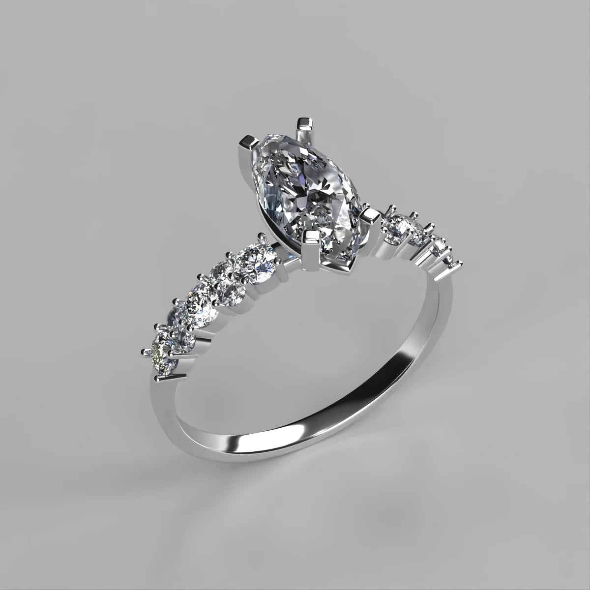 Anillo Danna en oro blanco corte marquise con diamante de laboratorio IGI