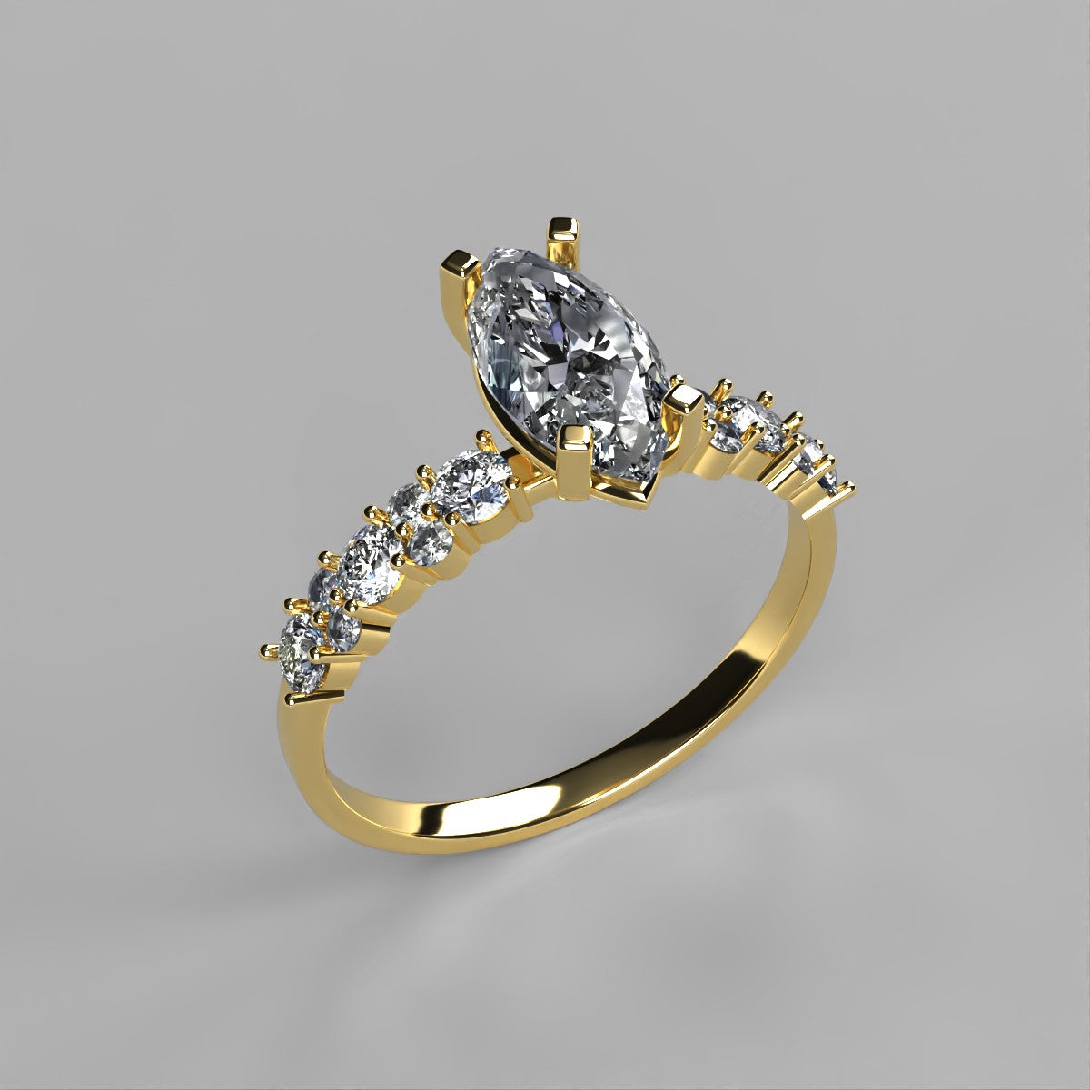 Anillo Danna en oro amarillo corte marquise con circonia