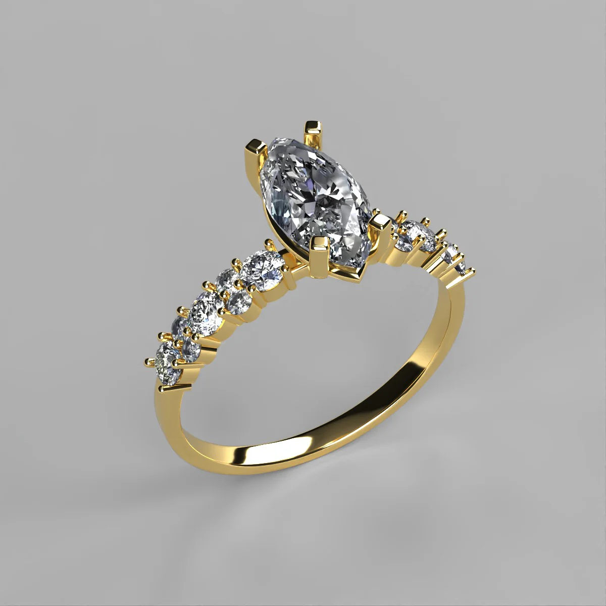 Anillo Danna en oro amarillo corte marquise con diamante de laboratorio IGI